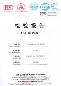 无功功率自动补偿控制器检验报告