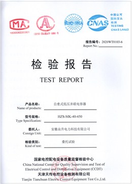 自愈式低压并联电容器检验报告